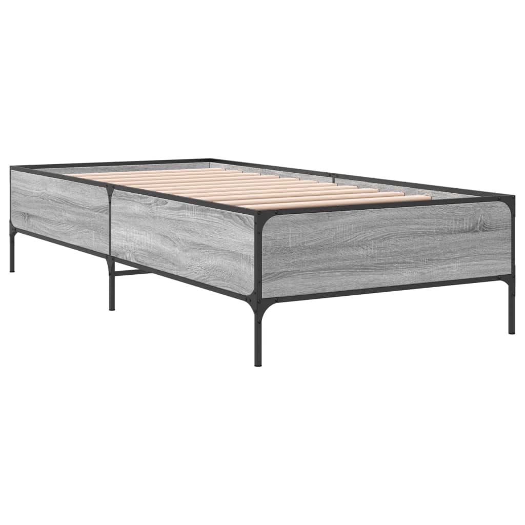 Bed Frame Gray Sonoma 90x190 cm Particleboard and Metal