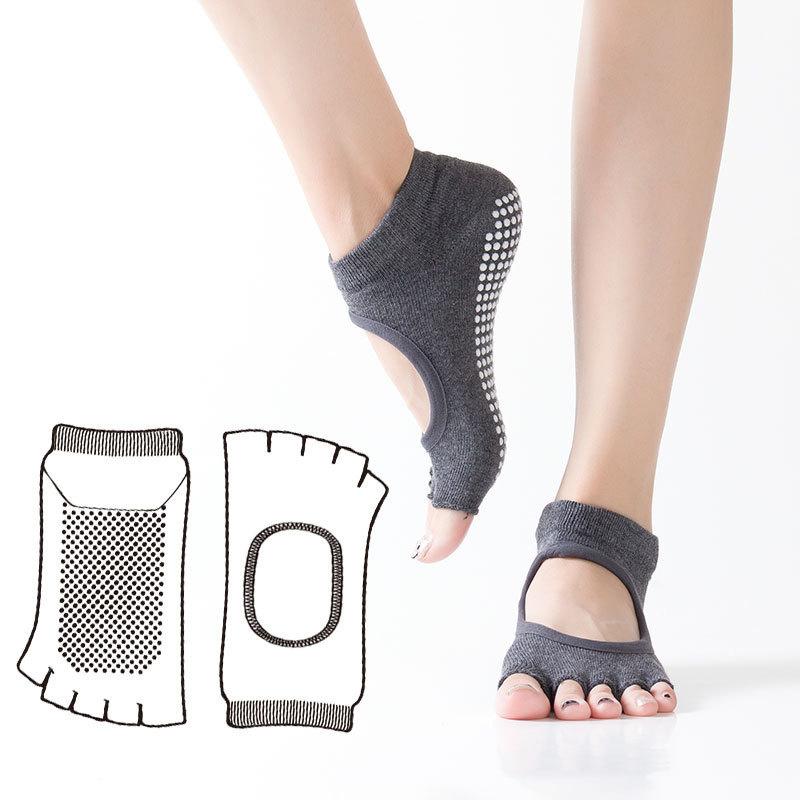 Half Toe Five-finger Yoga Socks Dot Glue Women's Non-slip Pilates Ankle Sports Socks Fitness Ballet Split Yoga Socks 3 Pairs