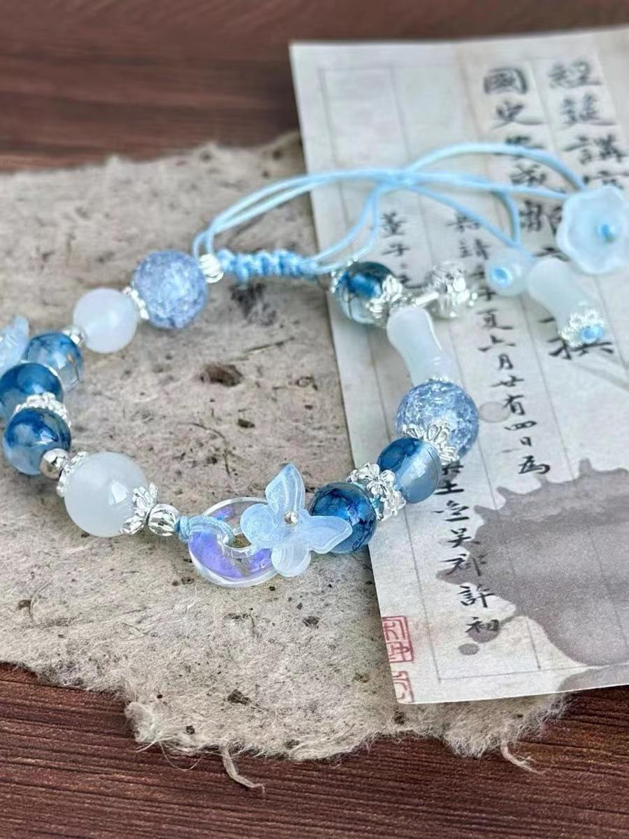 

Изысканный бисерный цветочный браслет для женщин 2024 китайский регулируемый стиль