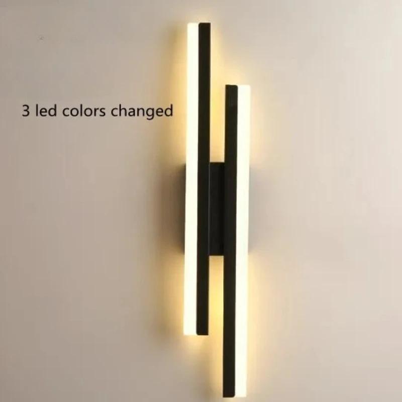 

LED Wall Lamp Modern Minimalist Long Strip Wall Sconce with Copper Acrylic Shade Living Room Corridor Indoor Lighting Fixture Right side&3 colors changed чорний