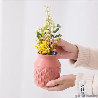 Simple Plastic Vase New Creative Nordic Style Dry and Wet Flower Arrangement Container Imitation Ceramic Succulent Flower Pot