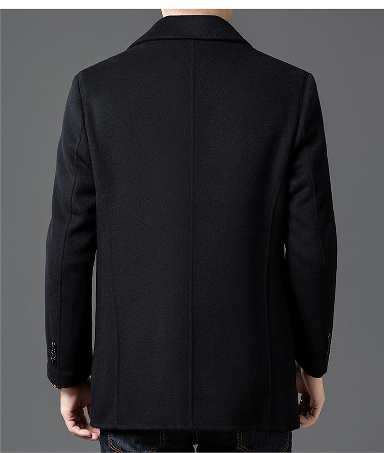 2025 Winter Men's Fashion Wool Coat, Double-Sided with Suit Collar, White Goose Down, Trendy Warm Outerwear