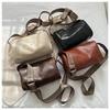 Women's Faux Leather Vintage Small Square Bag Fashionable Wide Strap Shoulder Crossbody Bag with Zipper Pocket