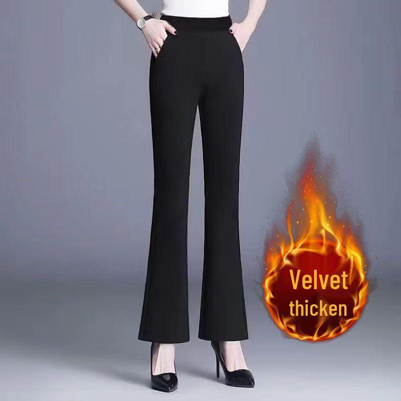 Petite Women's High-Waisted Fleece-Lined Flared Winter Pants