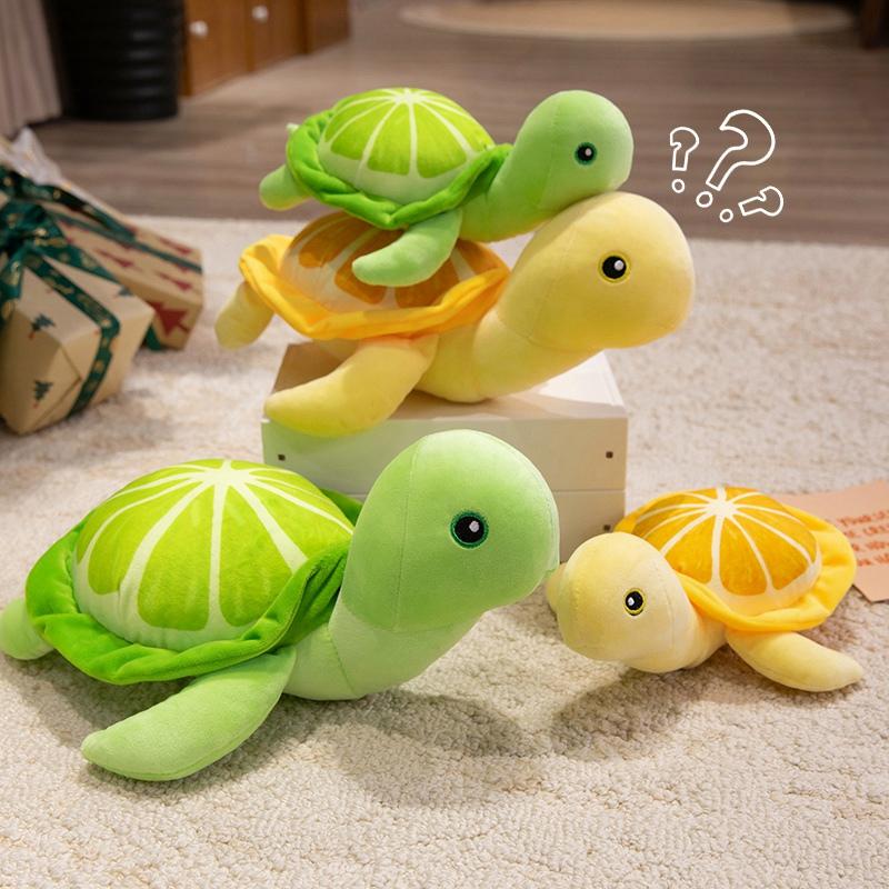 25/35CM Cartoon Simulation Anime Little Lemon Turtle Stuffed Animal Plush Doll Cute Turtle Soothing Kids Sleeping Toys Handmade