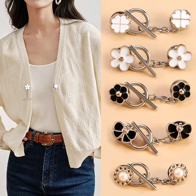 5 Sets Metal OT Button Up Clothes With No Sewing, Mother Button Up, Coat, Sweater, Cardigan, Women's Decorative Brooch Button