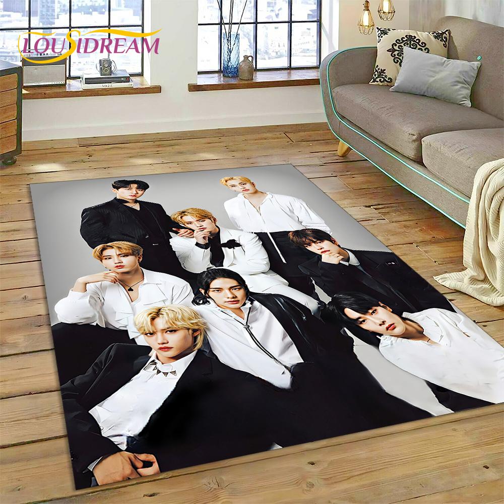 HD Korea Kpop Stray Kids 3D Singer Rug Carpet for Living Room Bedroom Home Decor,Floor Mat Non-slip Decoration for Sofa Doormat