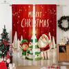 Christmas Curtains Cartoon Festive Atmosphere Printed Curtains Bedroom Living Room Restaurant Holiday Decoration Curtains Gift