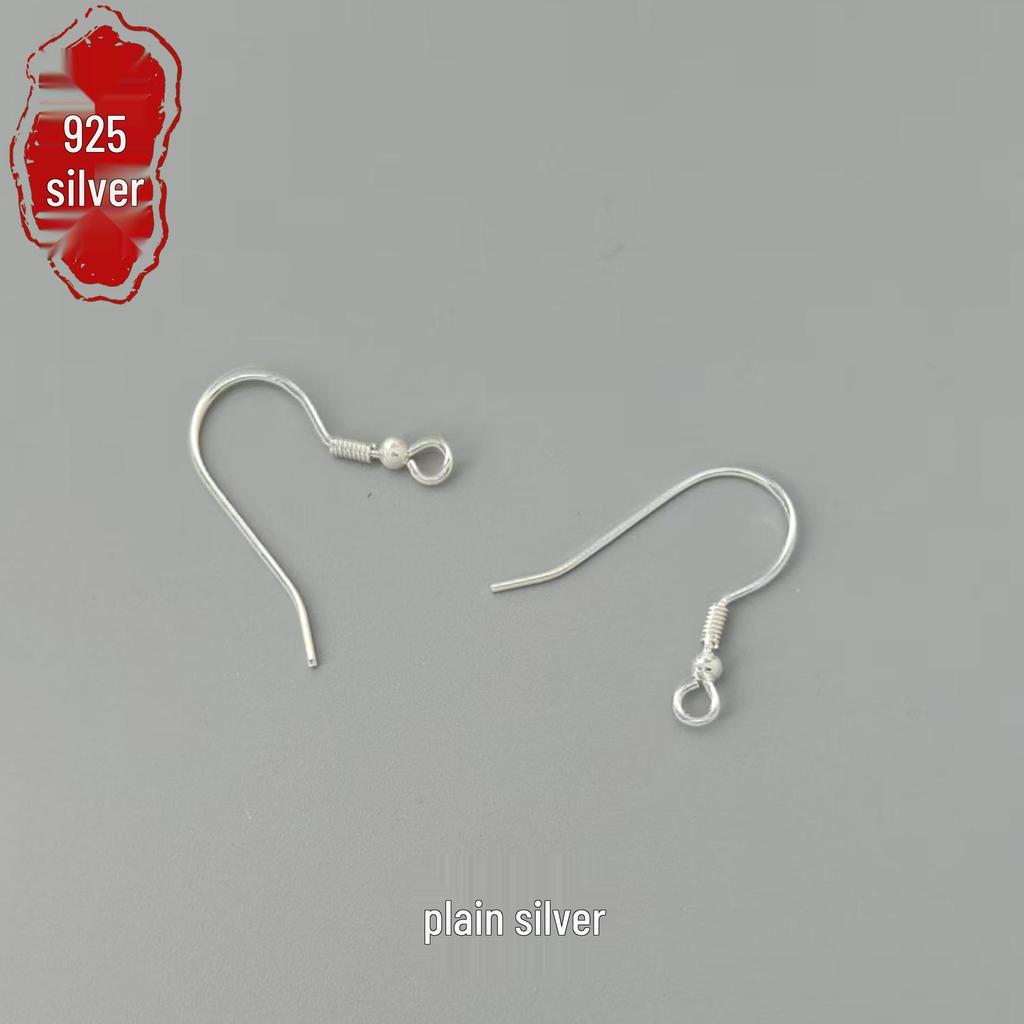 S925 Sterling Silver U-Shaped Ear Hook Ring with Plain Silver Components