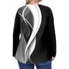 Women's Plus Size Fashion Printed Casual Pleated Round Neck Long Sleeve Top