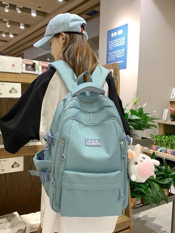 Girl College Backpack Nylon Large Capacity With Multicompartment For School Use