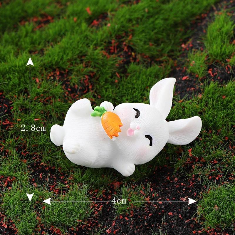 5Pcs Mini Rabbit Resin Figurine Cute Cartoon Animal Statue Tiny Landscape Ornament For Micro Garden Easter Decoration