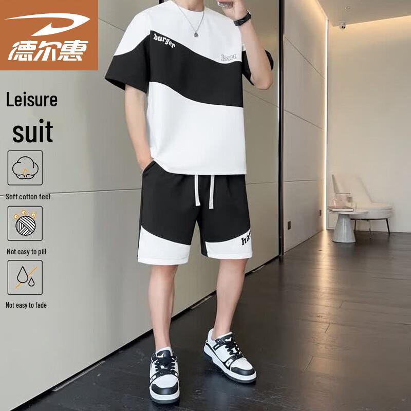 DelHui Men s Summer T-Shirt & Shorts Sport Set 3XL
