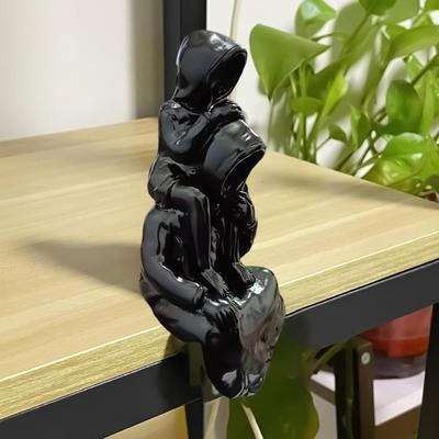 Beeldhouwwerk, Familiefiguren, Hars En Zoon Beeldhouwwerk, 15 Cm Groot Beeld, Creatief Karaktersbeeld Gemaakt Van Hars Artistisch Bureau
