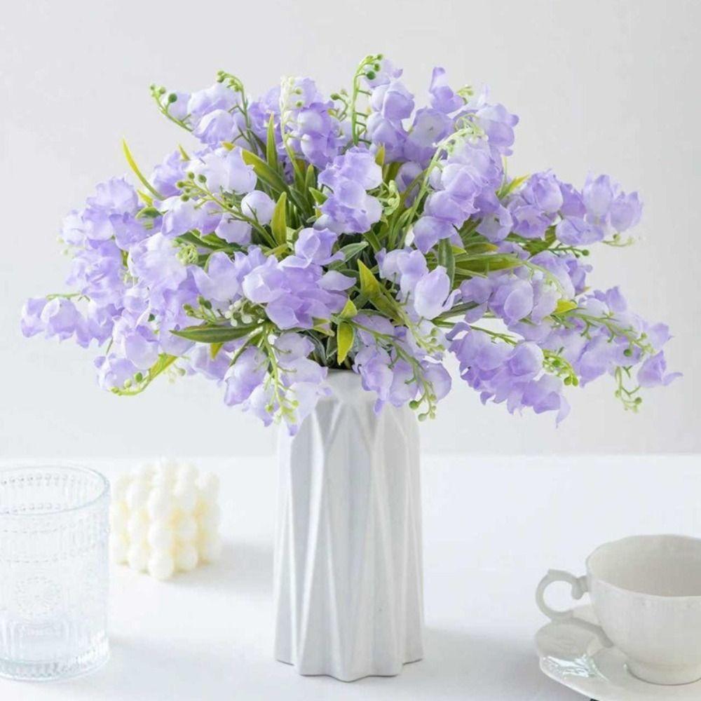 10Pcs Set Wind Chime Flower Artificial Material Vase Decoration Simulated Flowers Table Arrangement DIY Prop Flower Arrangement
