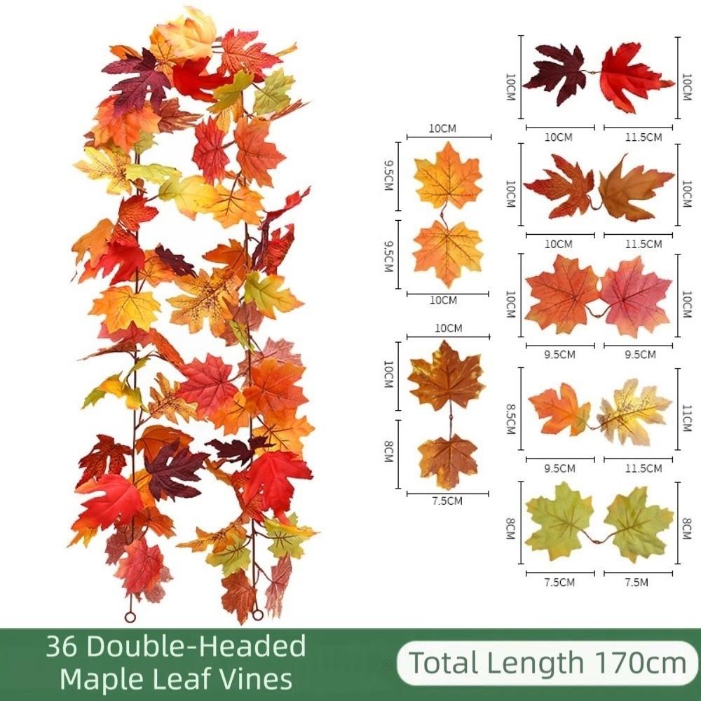 1.7m Red Autumn Maple Leaves Creative Fake Autumn Vines Artificial Maple Garland  Halloween Decor