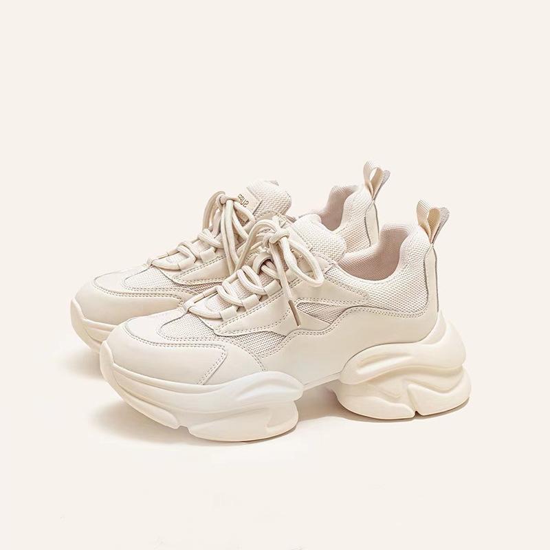 

Daddy Shoes Women s Summer New Leather Mesh Casual Shoes Thick Bottom Increased Breathable All-match Women s Shoes