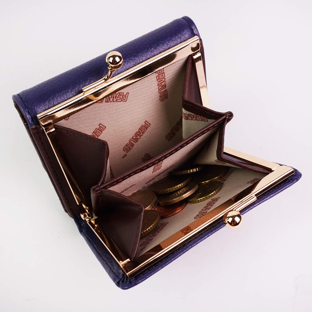 Portofel cu două pliuri și închidere, bleumarin [Snoopy] pentru femei