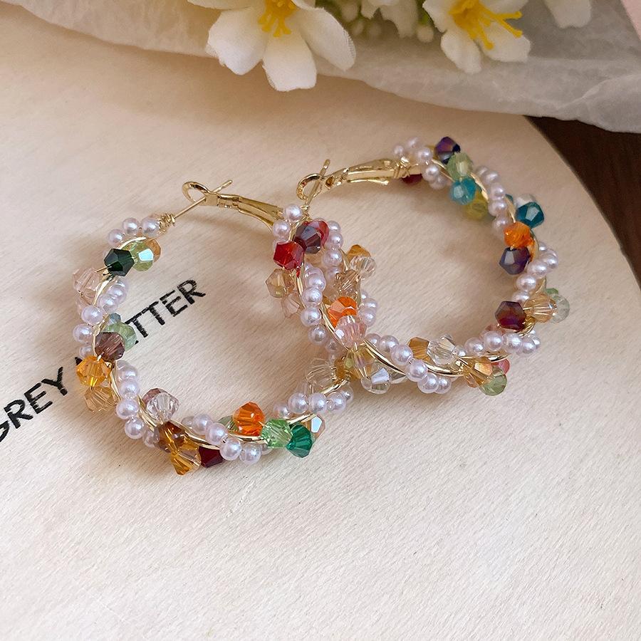 

Summer dopamine color crystal beaded earrings women s niche design exaggerated earrings women s light luxury high-end earrings