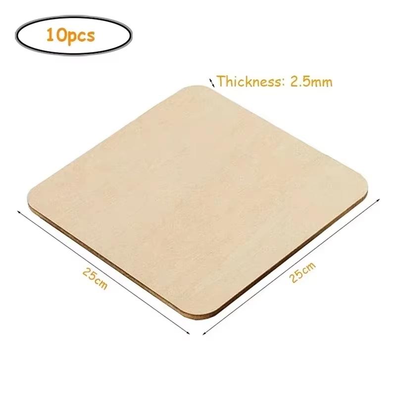 12-30cm Natural Wood Square Slice, Unfinished Wooden Squares Cutouts for DIY Craft, Engraving and Carving, Painting, Door Hanger