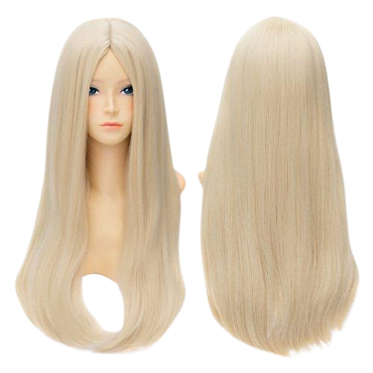 

60cm Heat-Resistant Cosplay Wig, Perfect for School Festivals and Girls, Long Straight Light Golden Blonde Wig with Net