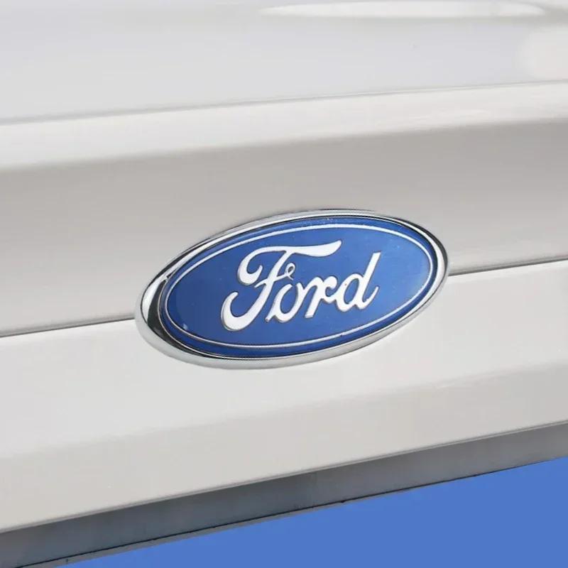 KLYE5 Car Body Badge Emblem Sticker 14.5CM For Ford Focus Ranger Kuga Fiesta Mondeo Explorer Galaxy Transit Front Rear Logo