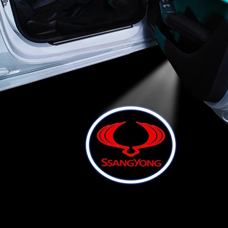 Car Door Lights Welcome Lamp Ghost Projector Badge Lamp For Ssangyong Rexton 2 Tivolan Musso Tivoli Kyron Actyon Sport Korando