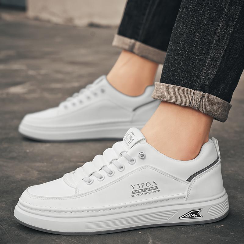 Pantofi Casual din Piele pentru Bărbați Adidași Albi Respirabili Pantofi de Modă pentru Condus Mers pe Jos Tenis pentru Bărbați Pantofi Plați de Birou