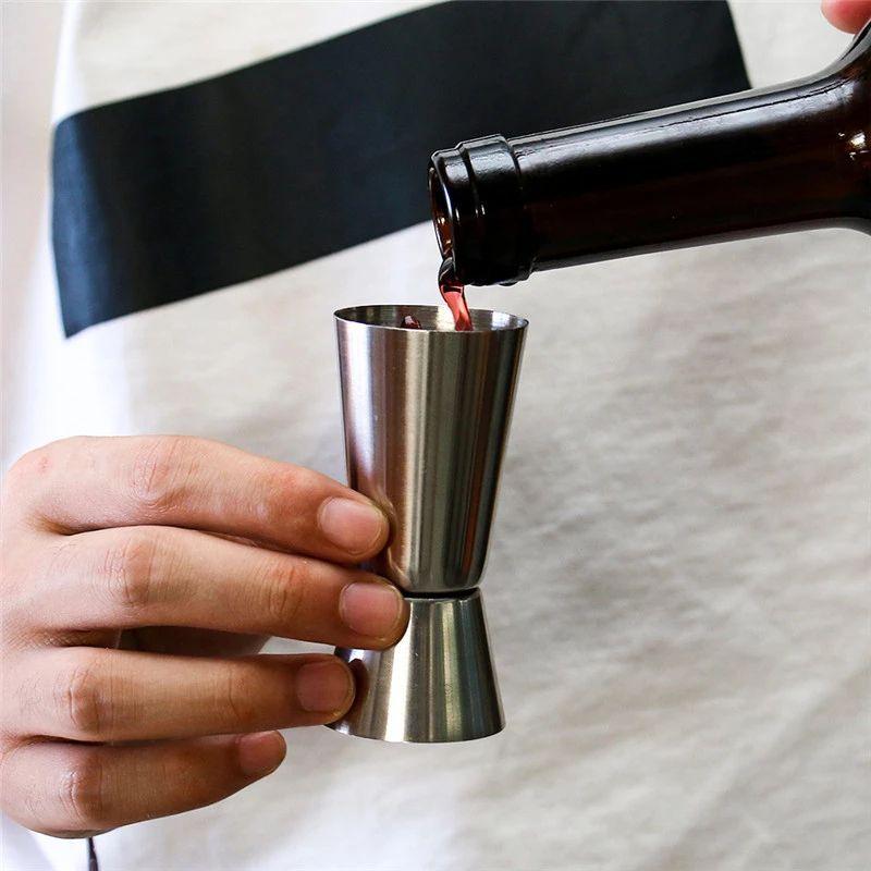 Stahl Einzel Jigger Doppelter Schuss Getränke Spirituosen Messbecher Cocktail 2550ml Messbecher