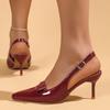 NEW Summer Women Sandals Split Leather Shoes for Women Pointed Toe Thin Heel Shoes Cover Toe Slingback Bow-knot Women Shoes