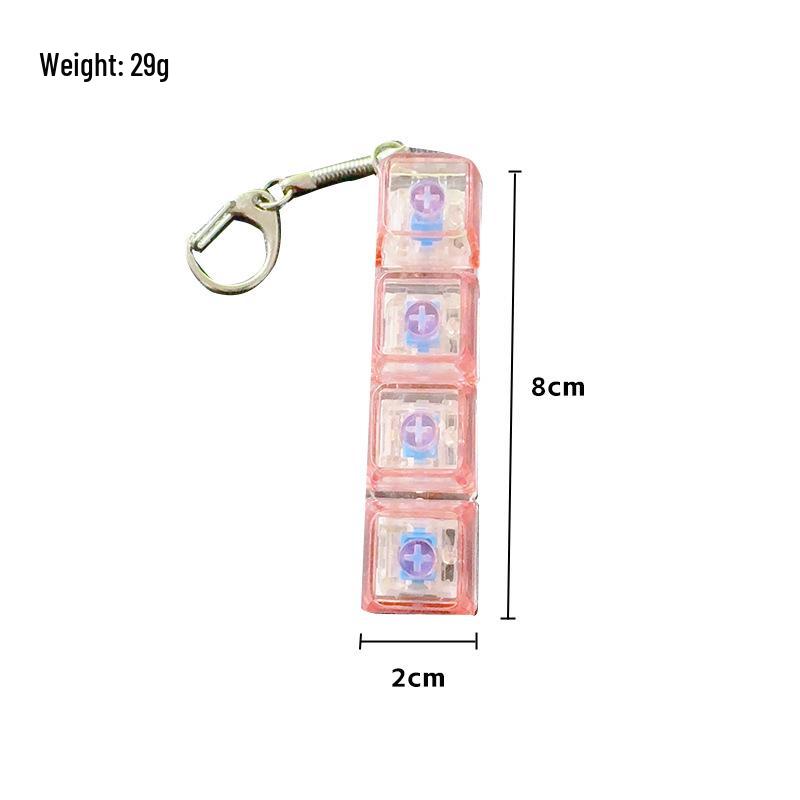 Four-key Transparent Light-up PC Decompression Keyboard Toy Keychain