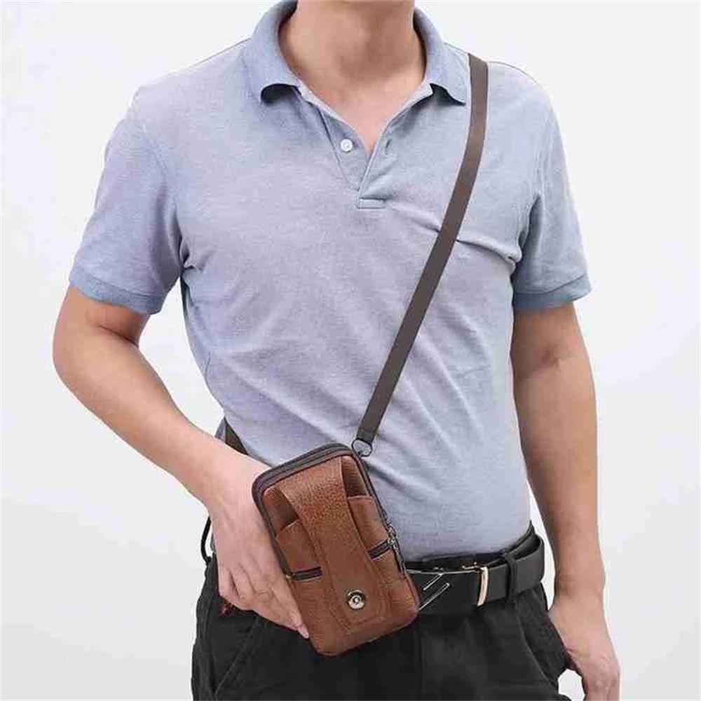 Klassische Herren Geldbörse Tasche Handyhülle Business Bauchtasche Handytasche Leder Fanny Handyhalter