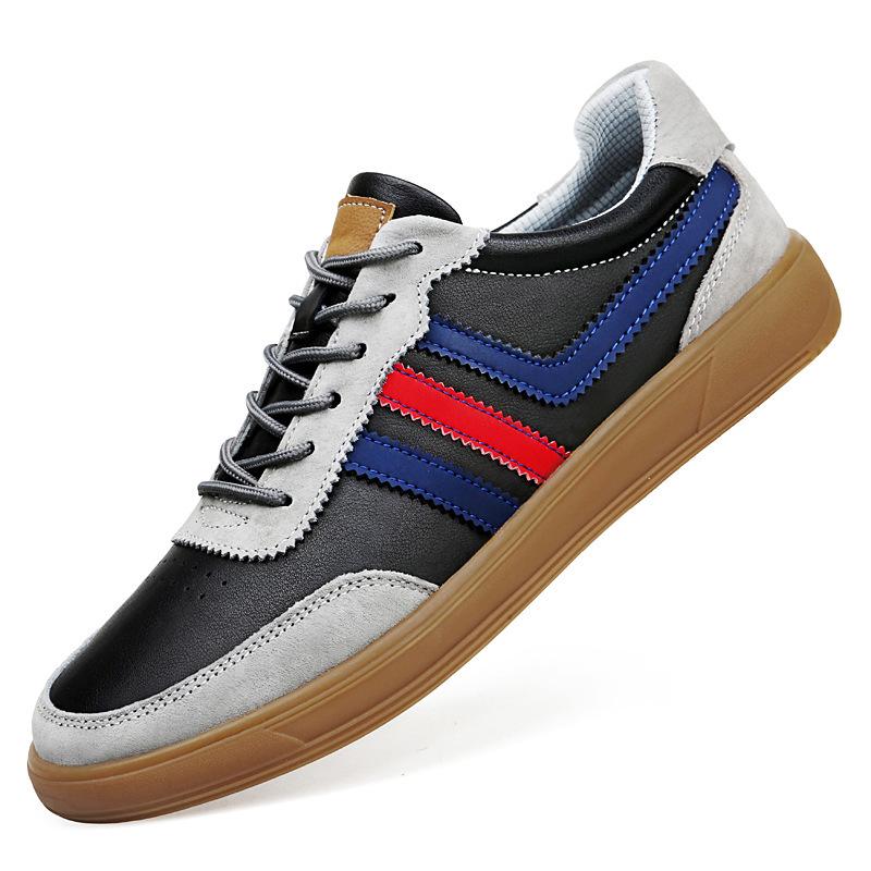 De Xun Men s Genuine Leather Height-Increasing White Sneakers 40