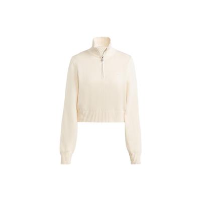 Originals Premium Essentials Half-Zip Plain Knit Sweater Women Tops Wonder-White II8043