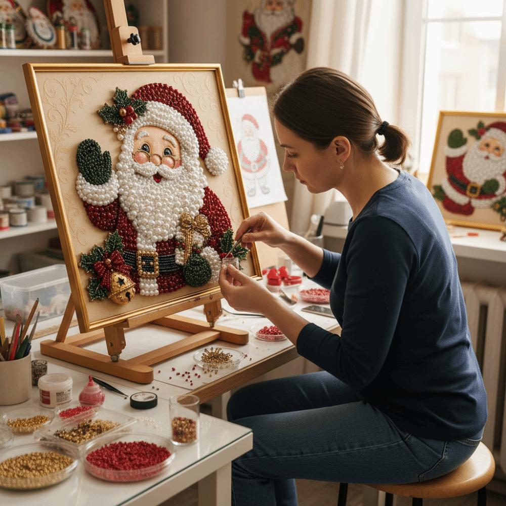 Santa Claus Pattern Christmas Painting Art Kit Home Christmas Wall Decor Beginner