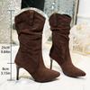 New Design Pleat Thin High Heels Women Ankle Boots Autumn Winter Pointed Toe Wedding Party Ladies Shoes Zapatos Mujer