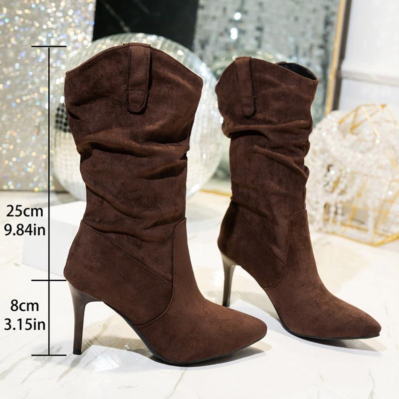 Fashion New Fashion Design Pleat Thin High Heels Women Ankle Boots Autumn Winter Pointed Toe Wedding Party Ladies Shoes Zapatos Mujer