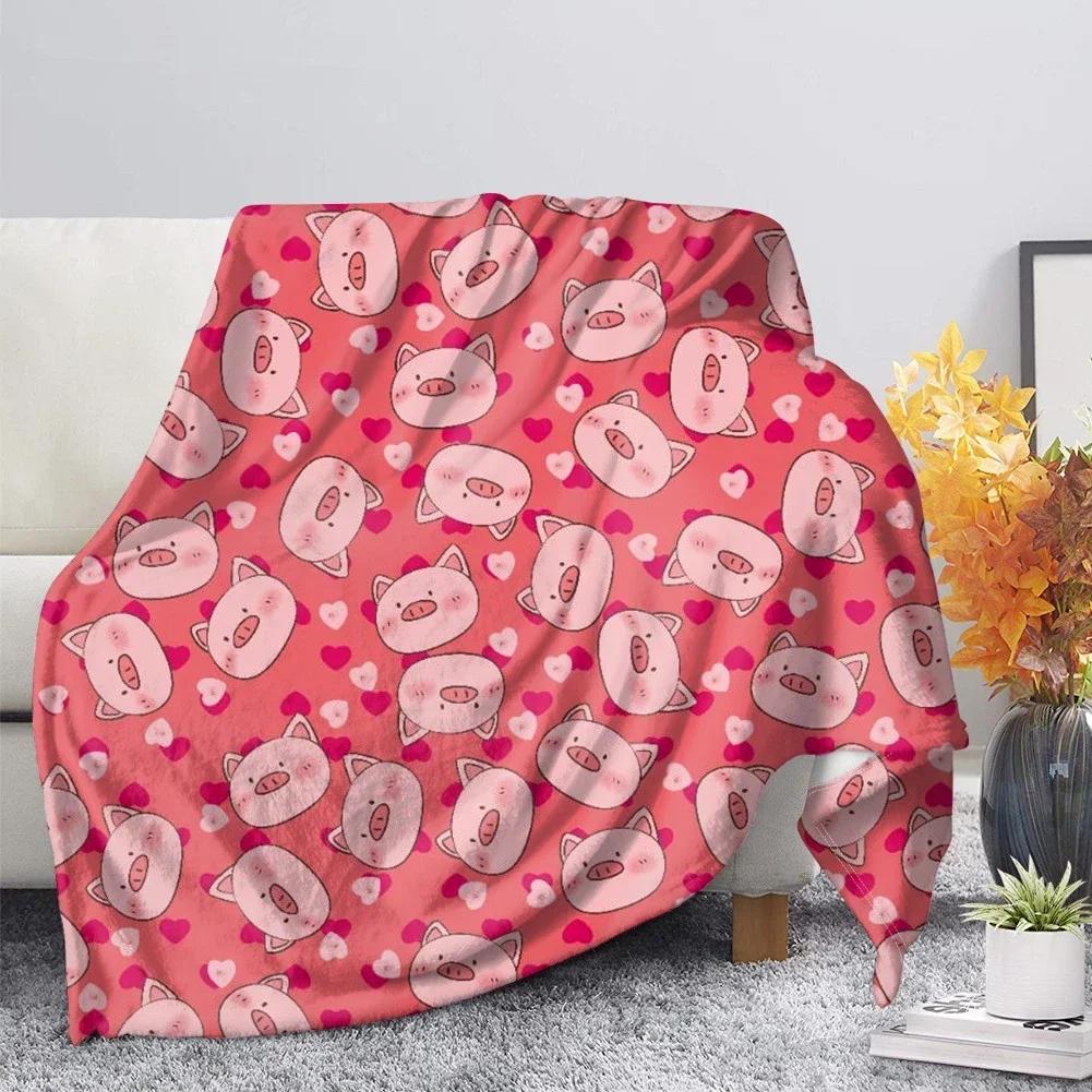 Cute Pig Pink Fleece Blanket Soft Warm Bedroom Throw Blanket On Bed Sofa Bedding Travel Sherpa Blankets for Adult Kids Quilt