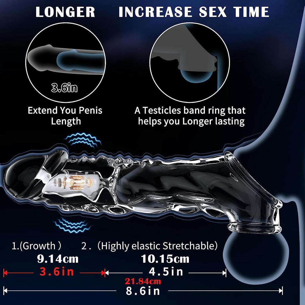 Penis Extend Sleeve Realistic Dildo Condoms Penis Extender Vibrator Delay Ejaculation Male Dick Enlargement Adult Sex Toy for Sex Male Longer Lasting