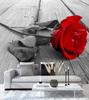 Wallpaper Red rose flowers wooden walkway
