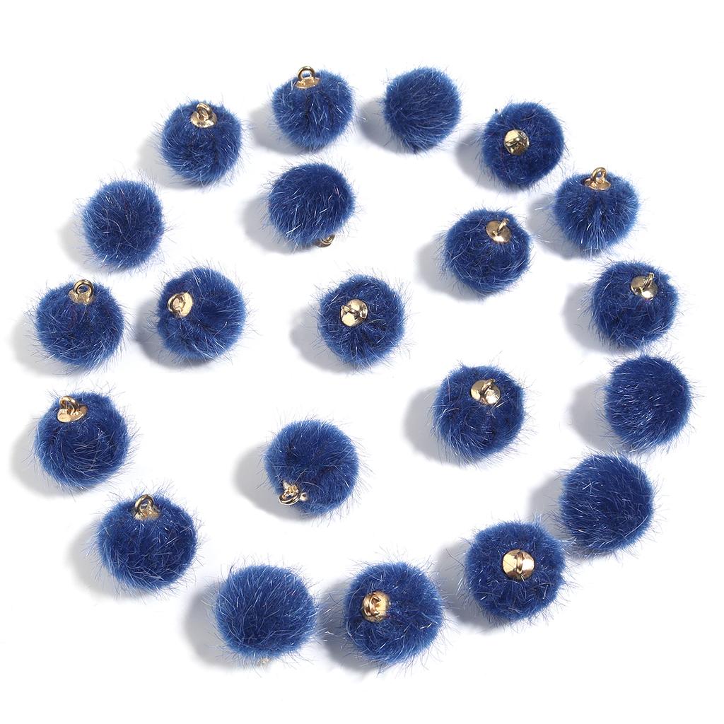 20pcs Plush Fur Covered Ball Beads Charms Multicolor Pompom Pendant For DIY Jewelry Making Necklace Bracelet Earring Accessories