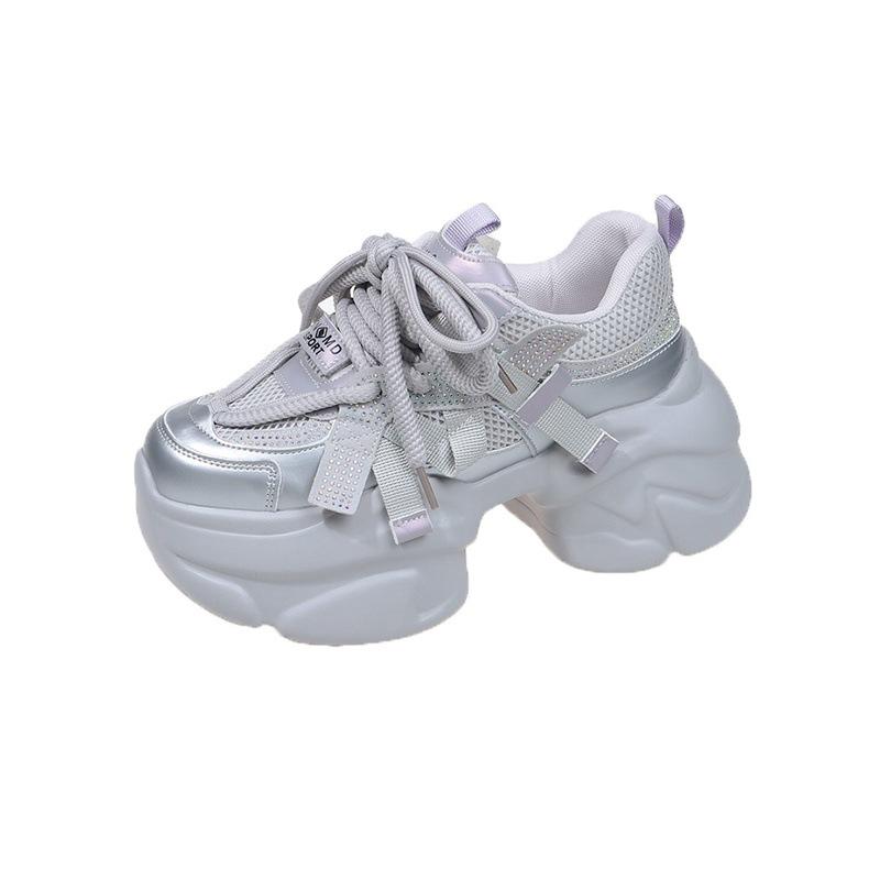 

Женские кроссовки «папины кроссовки» 2025 новинка супер огонь универсальные весенние платформенные белые кроссовки женские сетчатые дышащие повседневные спортивные кроссовки 39 серебряный