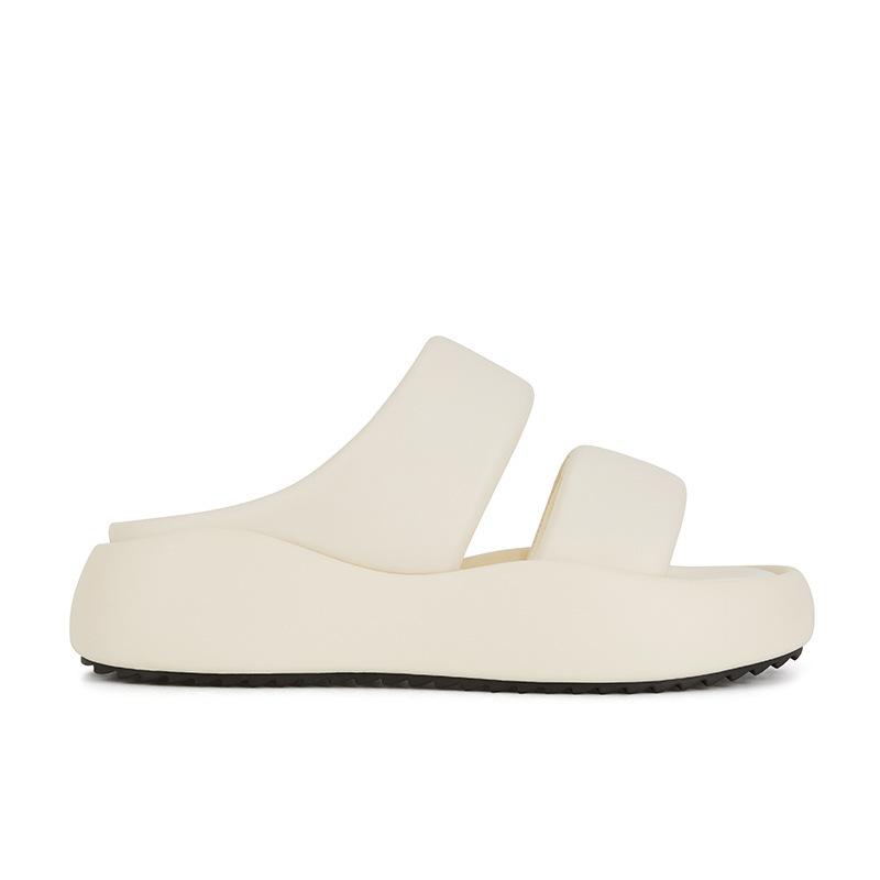 Women's shoes · Cloud bubbles Summer sheepskin double belt bread Casual thick sole heightening slippers Women's sandals