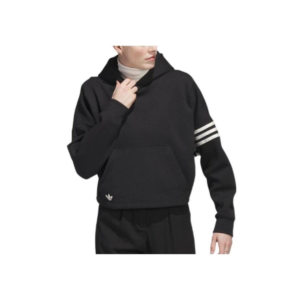 adidas Originals Campus 00s Trefoil Stripe Print Cropped Hoodie Women Black IB5922