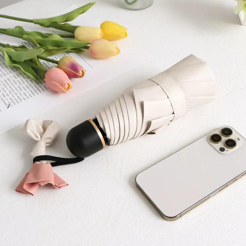 Color Plastic Automatic Foldable Compact Dual-Use Sun Umbrella