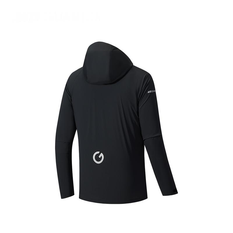 Anta Comfortable Simple Versatile Letter Hooded Zipper Jacket Men Jacket Basic-Black 152530616-3