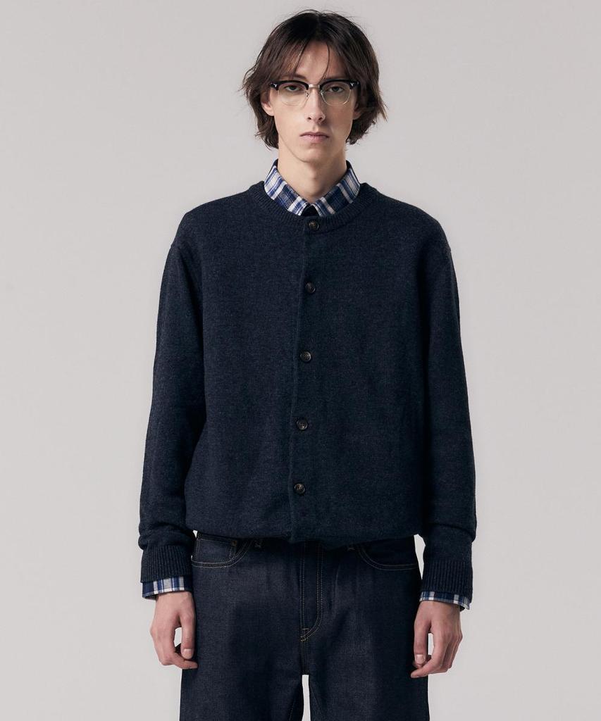 Notig Wool Blend Round Button Cardigan Gray_Okw2Swcd201G1