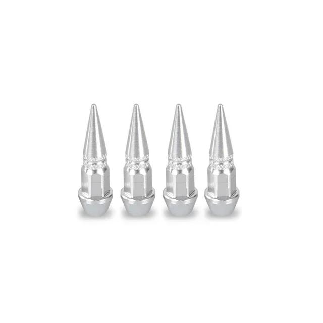 4 Stück Premium-Aluminium-Radkappen mit Spikes, 45/60 mm, für Autos, LKWs, Fahrräder, Motorräder, Ventilstaubschutz im kantigen Stil, amagi