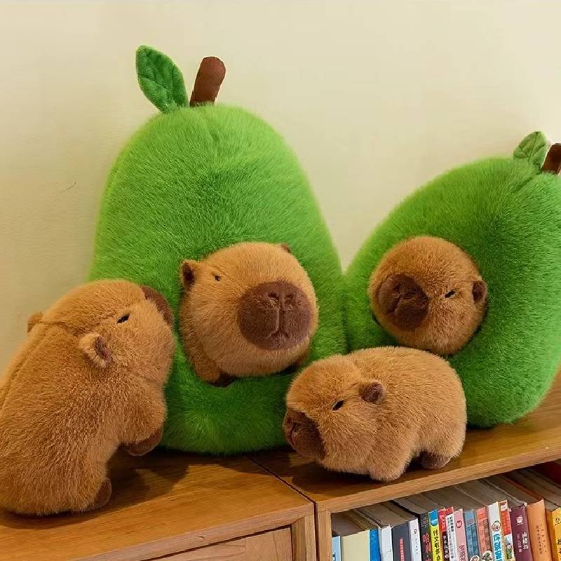 Avocado Capybara Plush Toy Cartoon Animals Fill Doll Accompany Pillow Appease