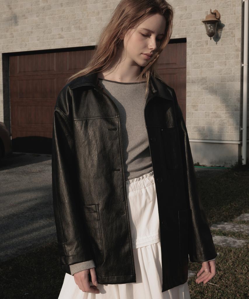 Deheve Classic Leather Half Jacket [Black]